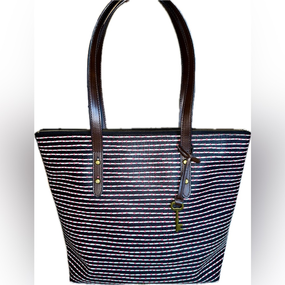 FOSSIL Tote in Black, Red and White